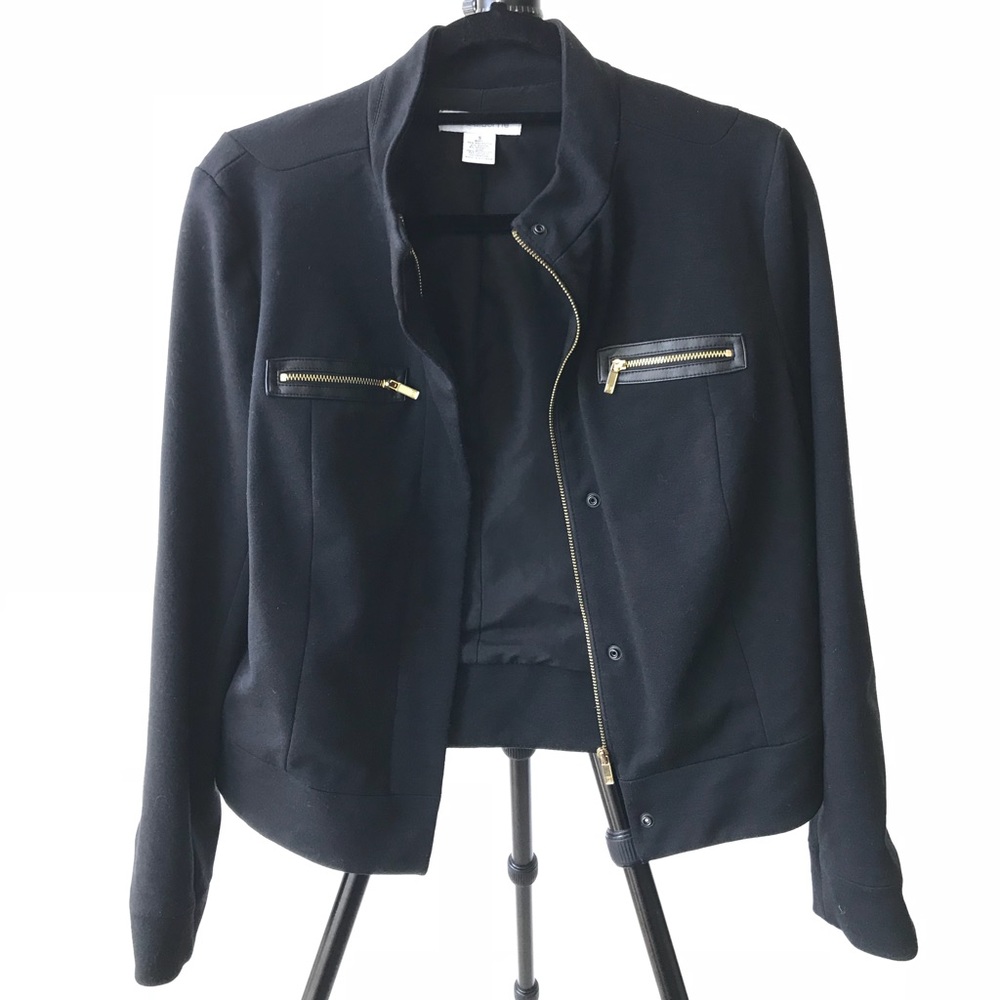 Liz Claiborne Black Jacket with Gold Zippers